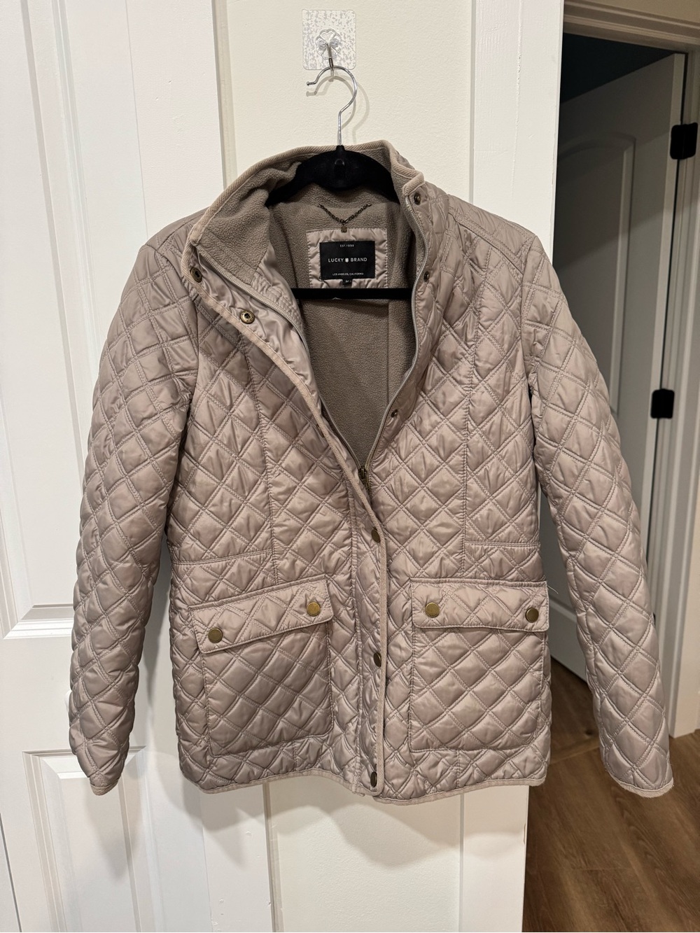 Lucky Brand Quilted Light Taupe Puffer Jacket